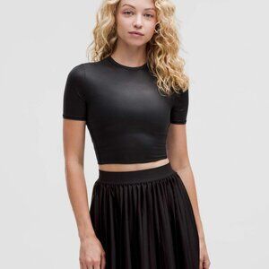 Lululemon Wundermost Ultra-Soft Nulu Crewneck Cropped T-Shirt *Shine